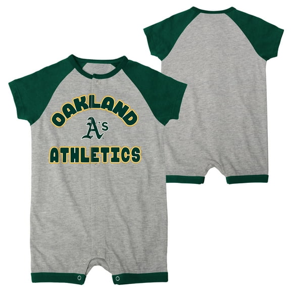 Infant  Heather Gray Oakland Athletics Extra Base Hit Raglan Full-Snap Romper