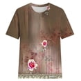 thumbnail image 4 of Summer Saving Wycnly Womens Shirts Loose Fit Vintage Graphics Tee Tops Summer Short Sleeve Crewneck Ladies Floral Print Tops and Blouses Khaki XXL, 4 of 4
