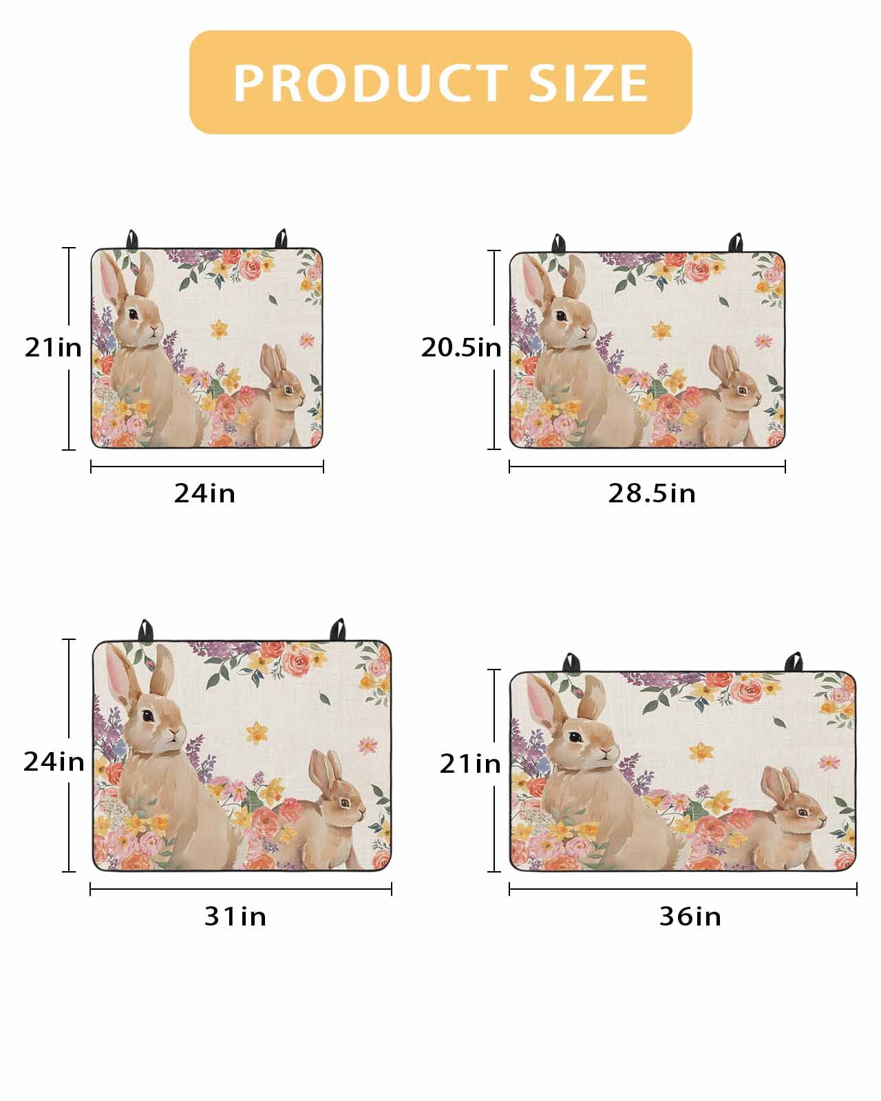 Large Induction Cooktop Protector Mat Easter Stove Top Covers for Electric Stove, Spring Watercolor Bunny Flower Leaf Plant Decorative Stove Burner Cover Mats, Glass Top Stove Cover