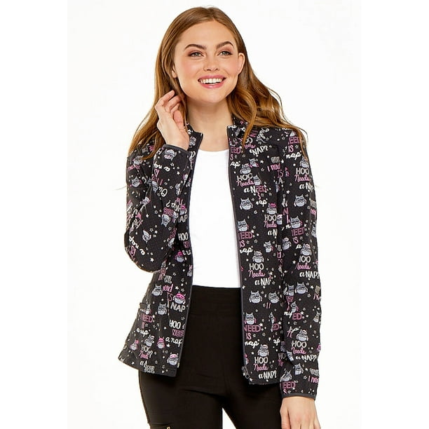 HeartSoul Heartsoul Prints Scrubs Warm Up Jacket for Women Zip Front