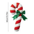 thumbnail image 3 of Cififendec Christmas Candy Cane Shaped Throw Pillow, 15.75", Striped Plush Cushion with Green Bow for Xmas Sofa Fireplace Mantel Decor Layout, 3 of 6