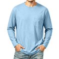 thumbnail image 2 of Atkumj Mens T Shirts Crewneck with Chest Pockets Versatile Solid Color Full T Shirts Casual Mens Long Sleeve Tops L, 2 of 7