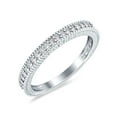 thumbnail image 3 of Simulated Cubic Zirconia Size-5 Half Eternity Band Bridal Stacking Wedding Engagement Ring 925 Sterling Silver, 3 of 7