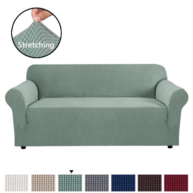 H.VERSAILTEX 1-Piece Jacquard Spandex Sofa Stretch Slipcover, Cyan