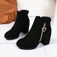 thumbnail image 5 of Womens Suede Ankle Boots Trendy Zipper Block Heel Fall Booties Casual Business Dressy Work Boots, 5 of 7