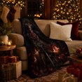 thumbnail image 3 of Mysterious Raven and Rose Romance, Festive Autumn Scene, Warm Flannel Blanket for Living Room and Reading Nook, Art Lovers Christmas Gift, Festive Home Decor, 3 of 9