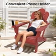 thumbnail image 2 of Tappio Folding Adirondack Chair Set of 2, All Weather HDPE Outdoor Patio Chairs with 3- Position Adjustable Backrest, Detachable Multifunctional Holders and Cup Holders, Fire Pit Chairs, Red, 2 of 8