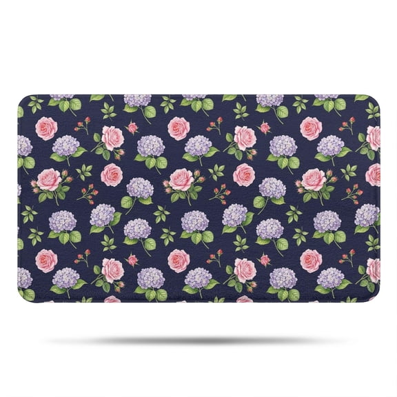 Pioneer Flower Floral Print Pattern Bathroom Rugs Mat, Non Slip Microfiber Bathroom Rug with Rubber Backing, Soft Mats for Bathroom Floor Tub Shower, 17"x30"