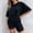 Black, variant on Jacenvly Summer 2024 New Women Fashion Casual Summer Printing Half Sleeve Top and Shorts Set Letter Round Neck Skin-Friendly Two Piece Outfits Women Plus Size Black