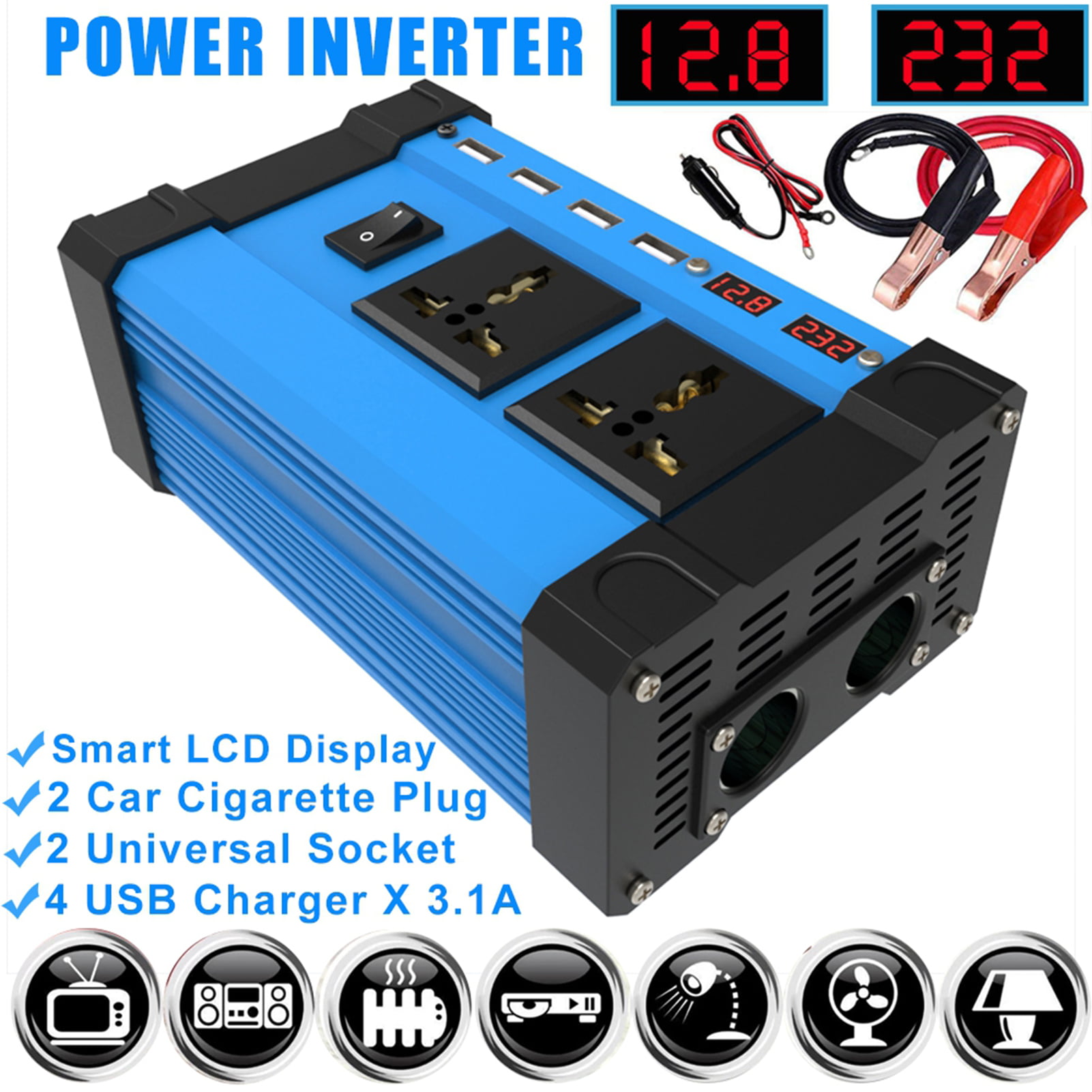 New Auto Car Power Inverter 600W-3500W DC 12V to AC 110/220V Charger Converter 