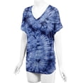thumbnail image 5 of Made by Johnny Women's V-Neck Short Sleeve Tie Dye Shirring Dolman Top XXXL NAVY, 5 of 6