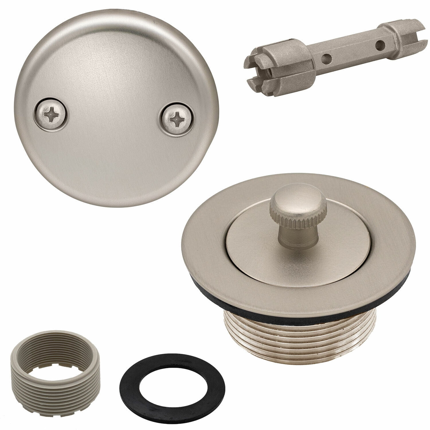 Lift and Turn Bathtub Replacement Tub Drain Overflow Cover Kit, Satin ...