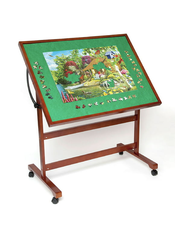 Bits and Pieces - Adjustable Puzzle Tableau - Folding Jigsaw Puzzle Accessory Table - Portable Table with Wheels for Easy Transport