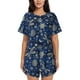 thumbnail image 1 of Fotbe Dark Blue Christmas Conjunto de Pijama Estampado para Mujer, 2 Piezas, Ropa de Dormir con Camiseta de Manga Corta y Shorts Suaves-Small, 1 of 6