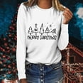 thumbnail image 2 of KIHOUT Womens Spring Plus Size Tops Ladies MERRY CHRISTMAS Plaid Print Christmas Tree Casual Long Sleeve Round Neck Top T-shirt, 2 of 7