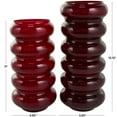 thumbnail image 3 of DecMode 13", 11"H Bubble Red Glass Vase, Set of 2, 3 of 9