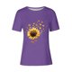 thumbnail image 3 of Tops de Ajuste Suelto para las Mujeres Sudadera Casual Impresa Manga Corta Cuello Redondo Superior, Poliéster, 3 of 4
