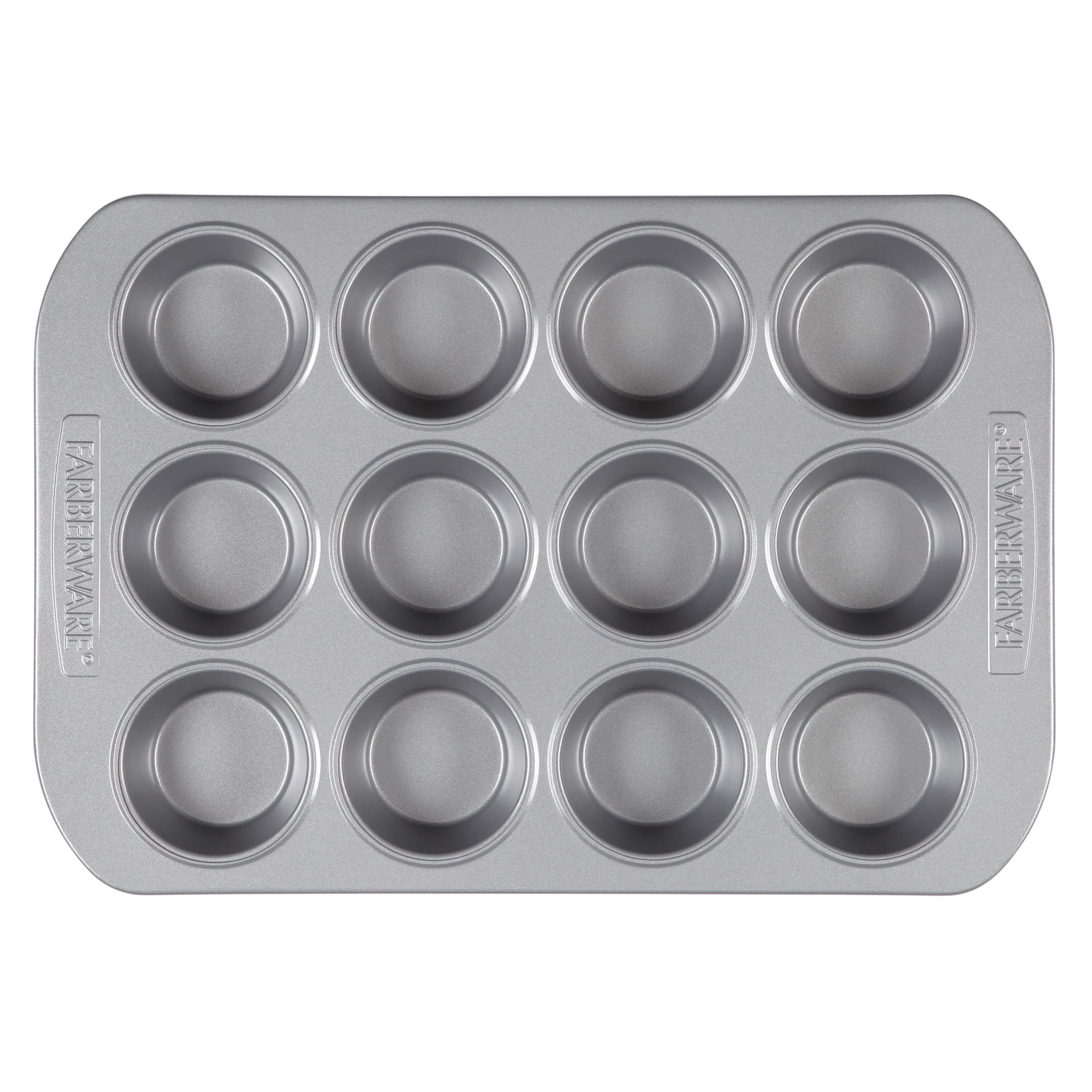 Farberware Nonstick Bakeware 12-Cup Muffin Pan and Cake Pan Set, 4-Piece, Gray