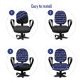 thumbnail image 4 of Navy Blue Office Chair Slipcover, Marine Inspired Rope Pattern Knots Aquatic Composition Abstract Ornamental, Protective Stretch Decorative Fabric Cover, Standard Size, Dark Blue White, by Ambesonne, 4 of 5