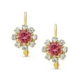 thumbnail image 2 of Bling Jewelry Womens Floral Crystal Drop Pink Flower Earrings Gold Plated Lever Back, 2 of 5
