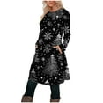 thumbnail image 4 of ZHYou Women Winter Holiday Dresses Christmas Themed Long Sleeve Casual Frock Round Neck Black and White Print Soft Comfortable Mini Dress with Pockets,Black,S, 4 of 6