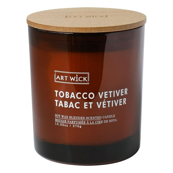 Art Wick 13.05oz Tobacco Vetiver Soy Wax Blended Scented Candle,1 wood wick, · 13.05oz<br>· 370g<br>· 1 pack