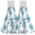 thumbnail image 1 of wonima01 Blue Snowflake Hanging Kitchen Towels Set of 2, Winter Holiday Absorbent Hand Drying Cloth Tie Towel with Loop for Kitchen Bathroom Laundry Christmas Room Decor, 1 of 1