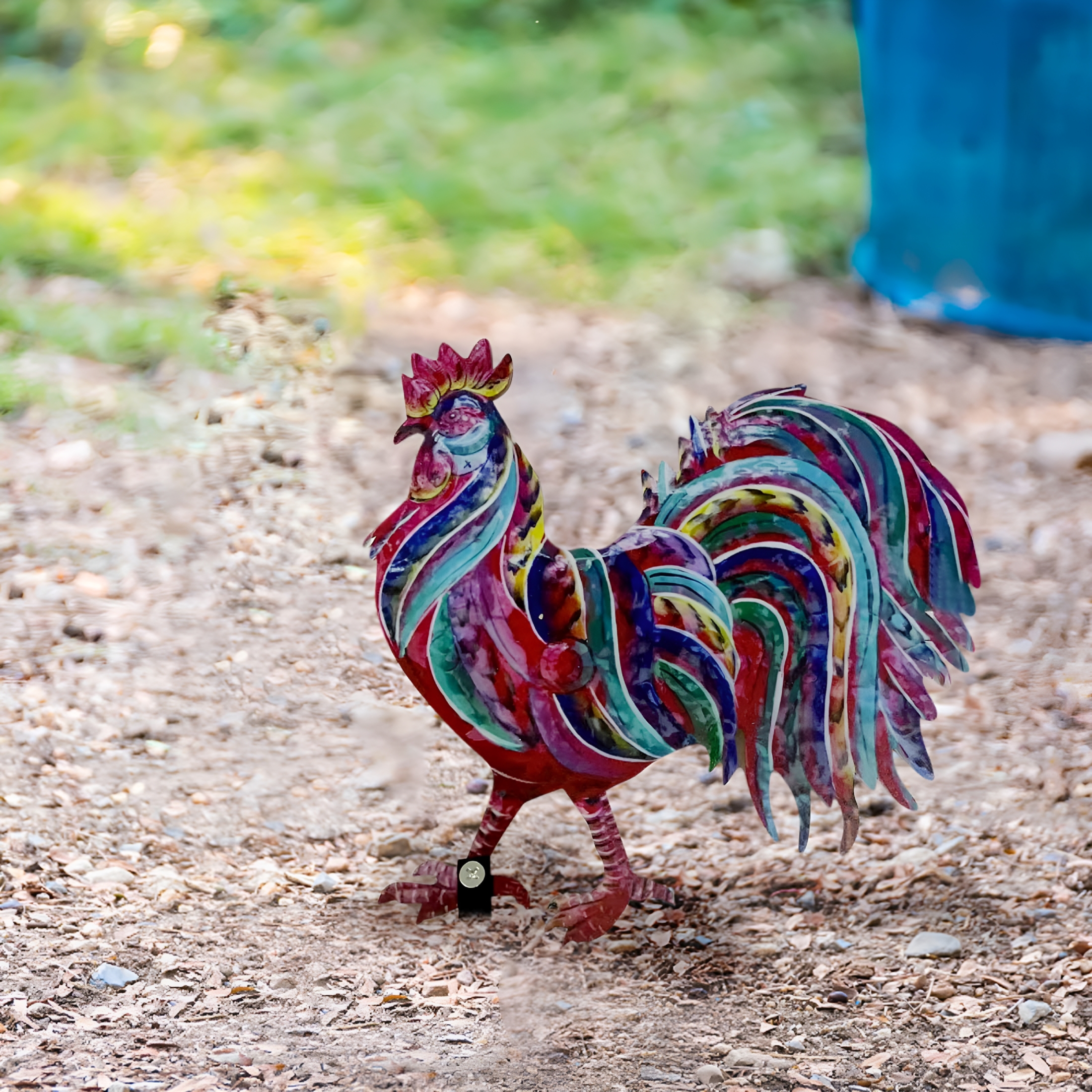XIBUFE 2026 New Home Decorations Metal Rooster Animal Garden Sculptures Art Decor for Garden Patio Yard Farm Back Yard,Color Chicken Statue