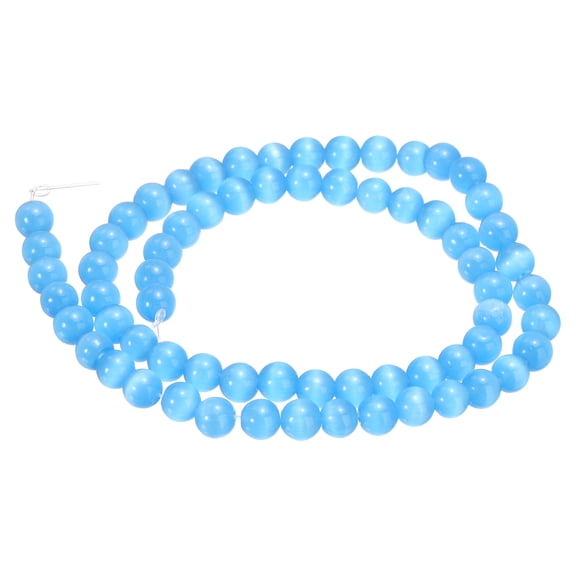 Uxcell 65pcs Ink Blue Cat's Eye Stone Beads 6mm Round Smooth Gemstone Crystal Loose Bead for Jewelry Making Bracelets Necklace Earrings DIY