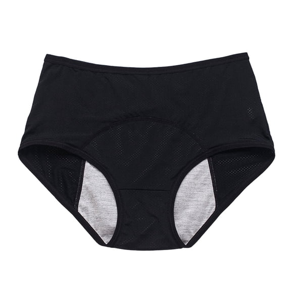 Minnieouse Calzoncillos a prueba de fugas para mujer, ropa interior reutilizable lavable de Color sólido para niñas, bragas transpirables Ropa interior Negro L