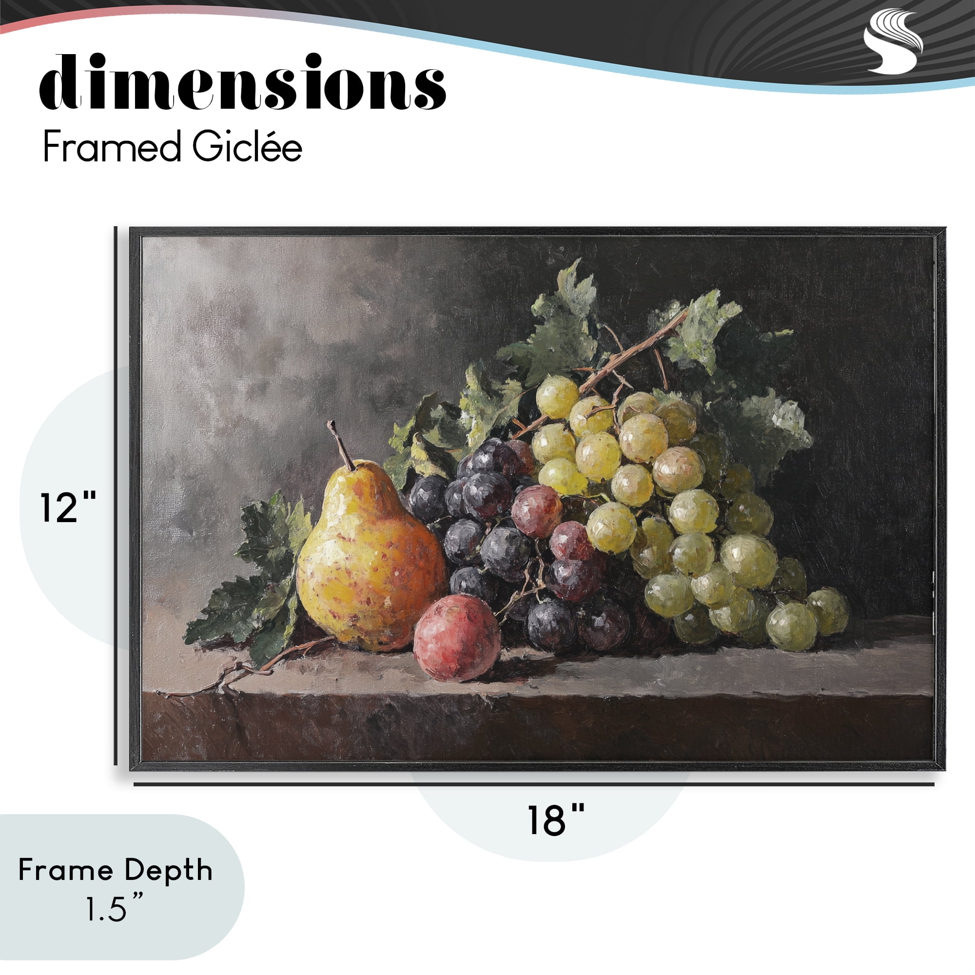 Stupell Industries Bountiful Fruit Classic Still Life Black Framed Giclee Art, design by Petal Prints Design