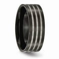 thumbnail image 4 of Titanium Polished 8mm Black IP-plated With Satin Stripes Band Size: 12; for Adults and Teens; for Women and Men, 4 of 6