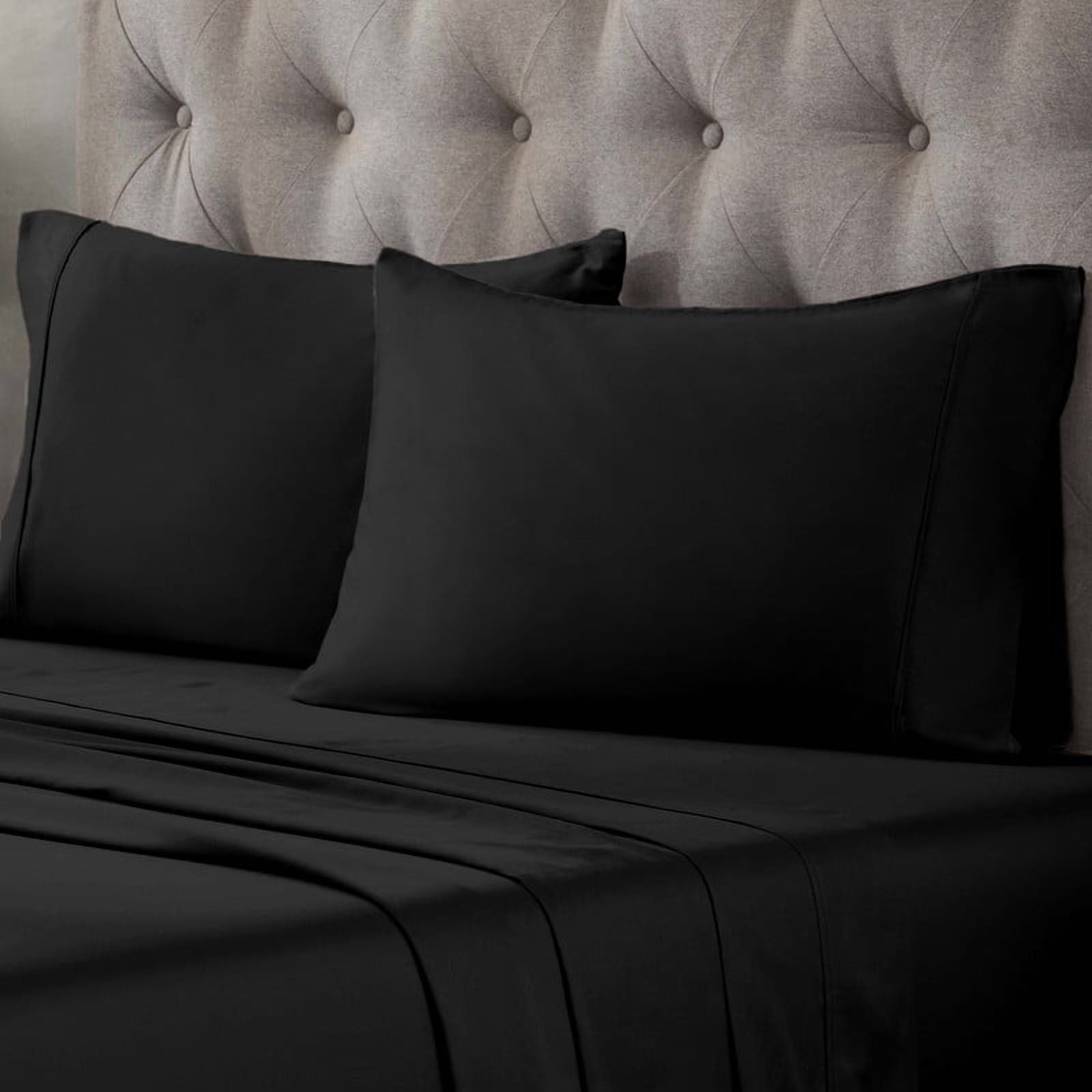 Superior Egyptian Cotton 400 TC Deep Pocket Sheet Set, Full, Black