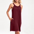 thumbnail image 5 of WTOBBY Women's Beach Vest Casual Summer Sleeveless Dress with Pocket Straps Solid Color for Swim Cover-Up and Lightweight Wear,Wine XL, 5 of 5