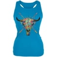 thumbnail image 1 of Splatter Cow Skull Pale Blue Juniors Soft Tank Top, 1 of 1