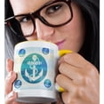 thumbnail image 2 of 3drose, Anchor in Aqua Circles Nautical Beach Theme Art, 15oz Two-tone Yellow Mug, 2 of 6
