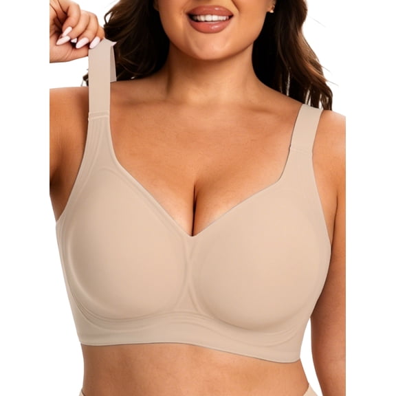 Cueply Bras for Women Plus Size Wireless Bra Full Coverage Support Wide Strap Seamless Comfort