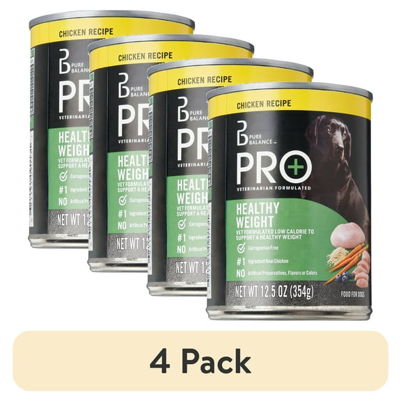 (4 pack) Pure Balance Pro  Chicken Recipe Wet Dog Food for Healthy Weight, 12.5 oz Can