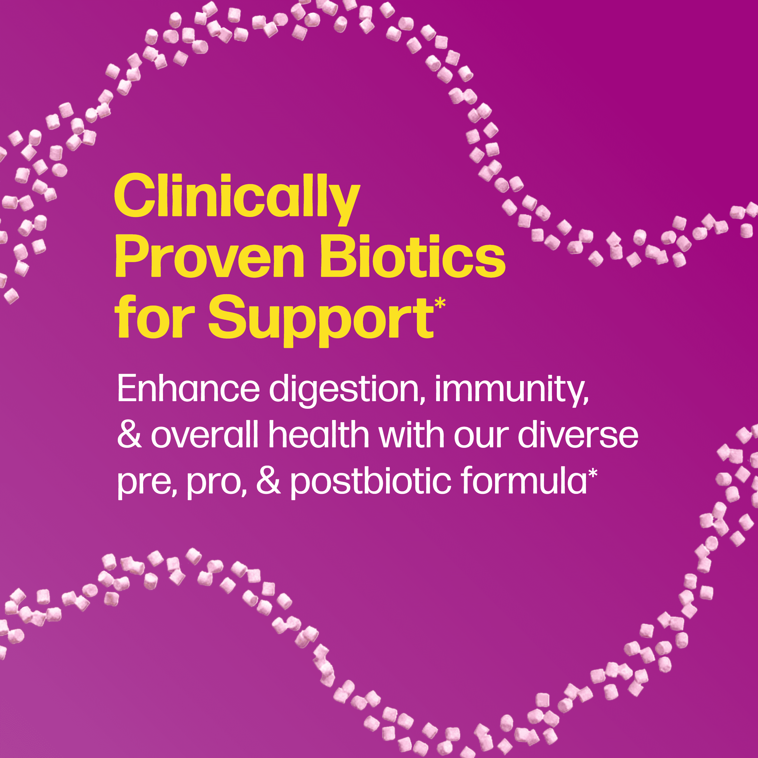Culturelle Probiotics Complete 3-in-1 Biotics Mini Chews Daily Supplement, Supports Digestive Health with Prebiotics and Postbiotics for Gut Balance, Mixed Berry Flavor, 28 Count