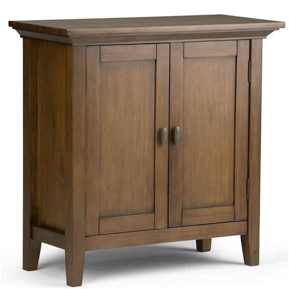 JERFIT 32" Solid Wood Low Storage Cabinet with 2 Doors & Adjustable Shelves, Dark Brown Transitional Style Accent Console for Living Room, Bedroom, Entryway