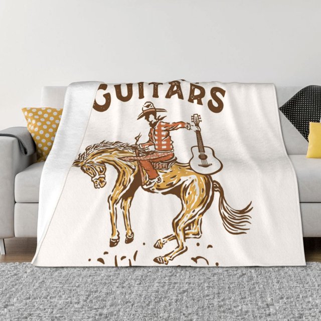 Balery Cowboy Rodeo Guitar Manta de Franela con Dibujo, Lujo Ultra Suave y Cálido, Antipelusa y Resistente a las Arrugas para Cama, Sofá, Camping -50"x40"