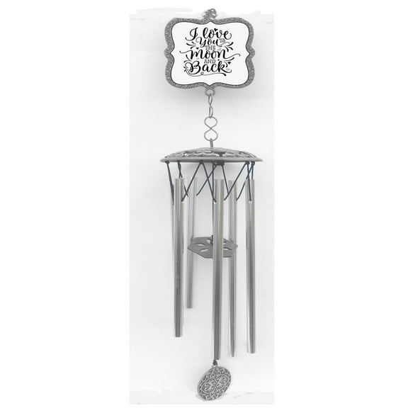 Card It 20.5" Gray and White "Love You To The Moon" Wind Chime