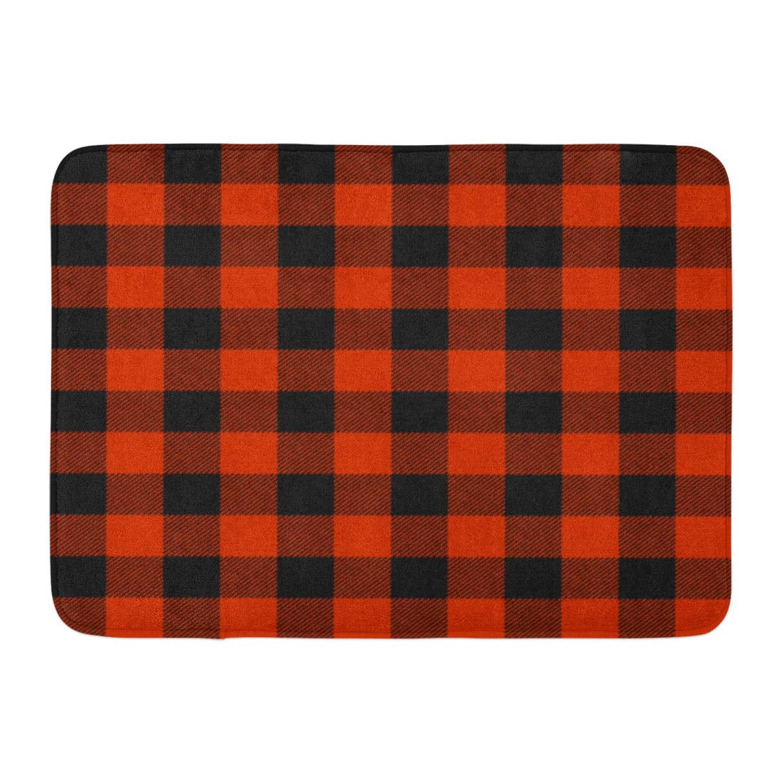 LADDKE Autumn Orange Buffalo Plaid Black Bright Cabin Check Checkered