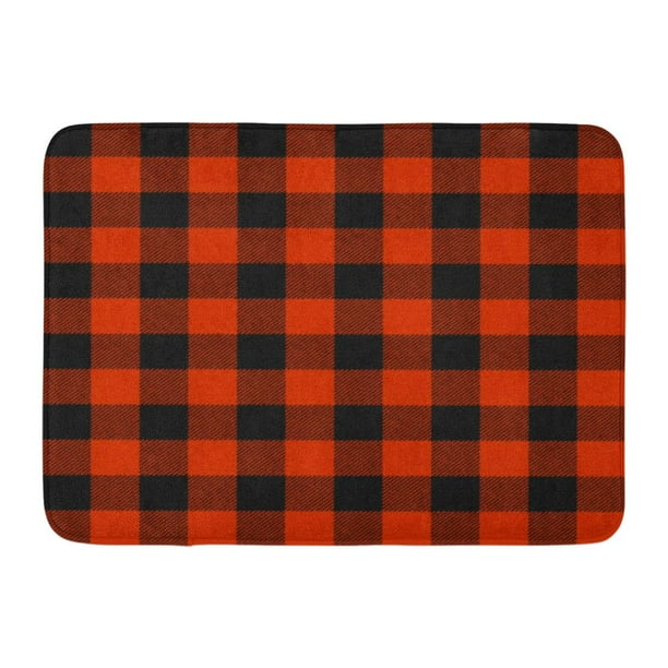 LADDKE Autumn Orange Buffalo Plaid Black Bright Cabin Check Checkered