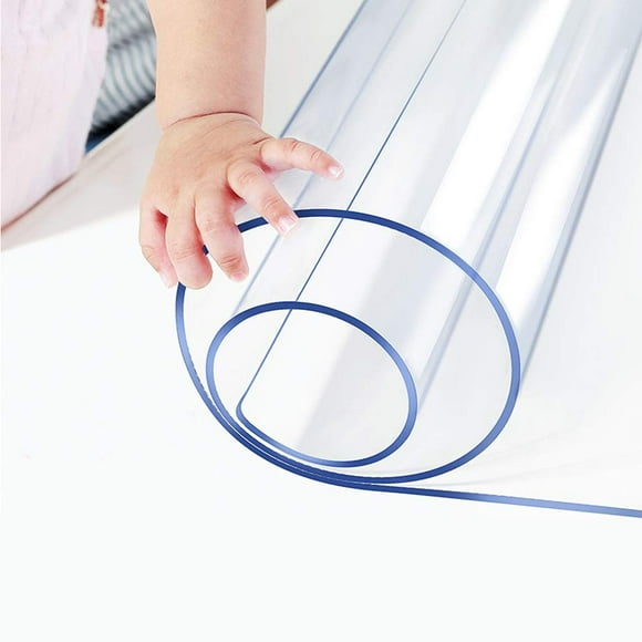 Wadrac Multi-Size Clear Table Protector Custom Eco Plastic Tablecloth Desk Cover Non-Slip Protective Pads Waterproof 5ft Long 1.5mm thcik 24x60 Rectangle Vinyl Cover PVC DeskMat for Coffee Tabletop