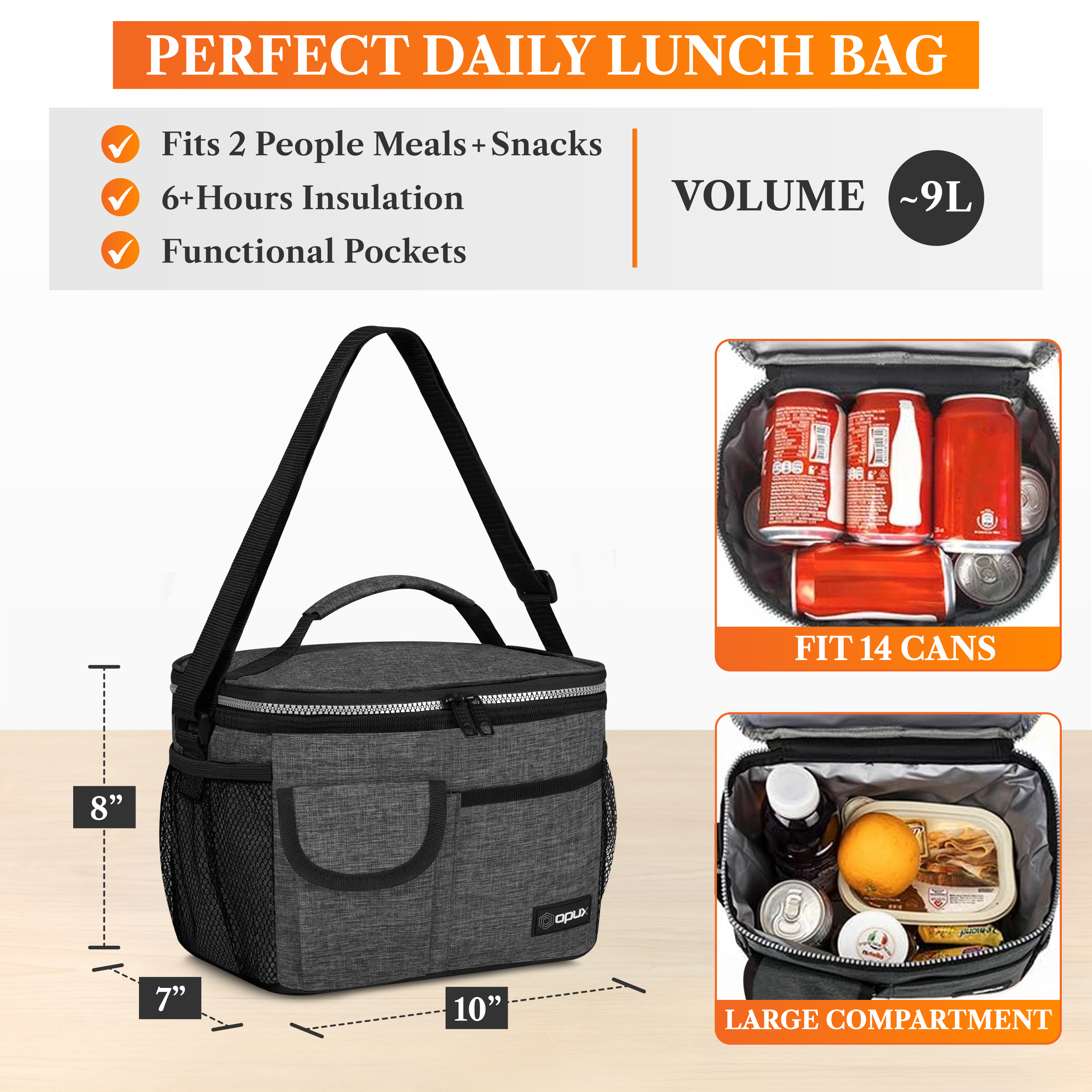 OPUX Insulated Lunch Box, Charcoal photo 2