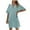 Blue, variant on QUYUON Women T Shirt Linen Dress Spring Summer Notched V Neck Short Sleeve Mini Dresses with Pockets Casual Loose Blouse T-Shirt Short Dress Style D-7061 Pink L
