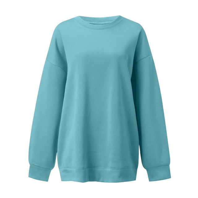 EHQJNJ Chandails en Molleton pour Femmes Sans Capuche Mode Manches Longues Col Rond Pull Décontracté Chemise Haut Chandails en Molleton Tendance pour Femmes Col Rond avec Slogans