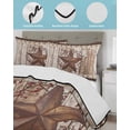 thumbnail image 3 of Quilts Queen Size Bedding Set, Texas Star Vintage Reversible Summer Quilt 3 Pieces, Brown Retro Art Red Berry Wooden Lightweight Bedspreads Coverlets with 2 Pillow Shams for All Seasons, 3 of 5