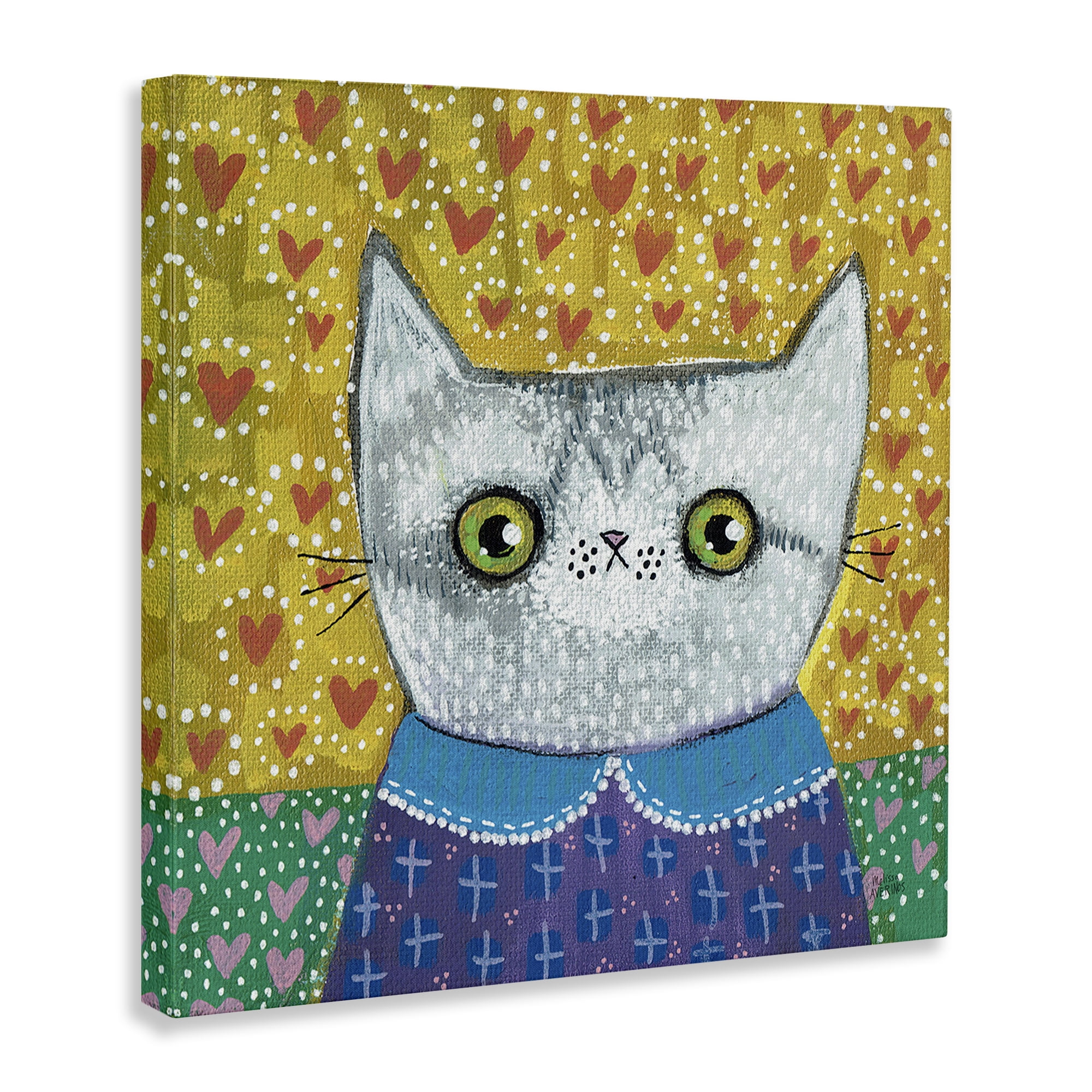 Stupell Industries Kitten with Fun Patterns Animals & Insects Painting Gallery Wrapped Canvas Art Print Wall Art, 17 x 17